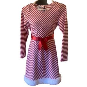 Bonnie Jean Girls Xmas Holiday 🎄Santa Spangle Fur Dress